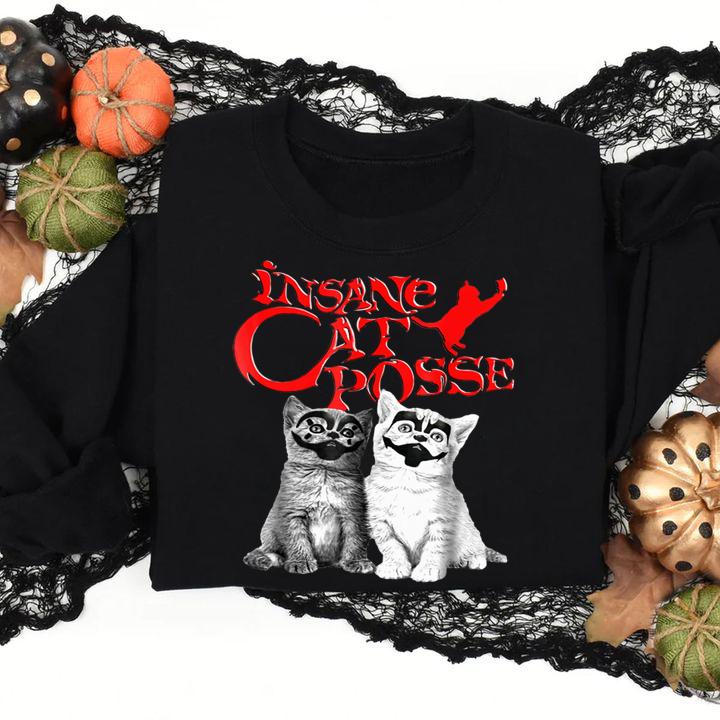 Funny Insane Cat Posse Halloween Costume Gift t-shirt sweatshirt