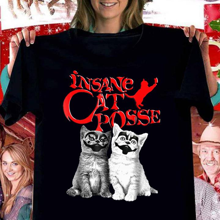 Funny Insane Cat Posse Halloween Costume Gift t-shirt woman shirt