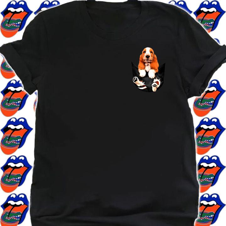 Premium Basset Hound in tiny pocket t-shirt shirt