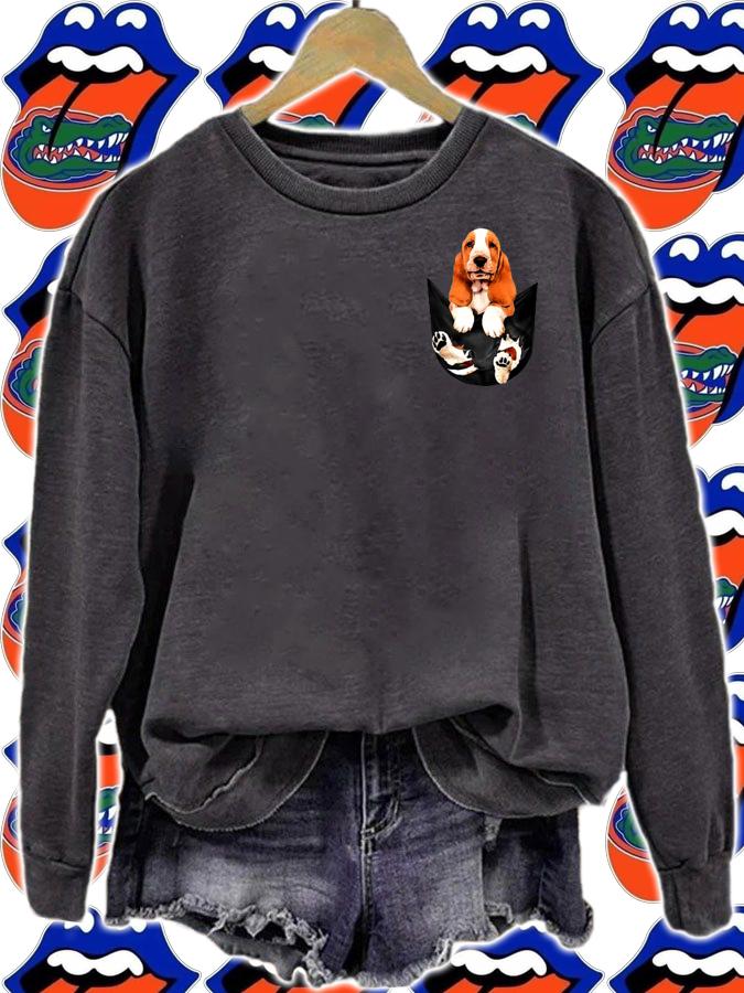 Premium Basset Hound in tiny pocket t-shirt sweatshirt