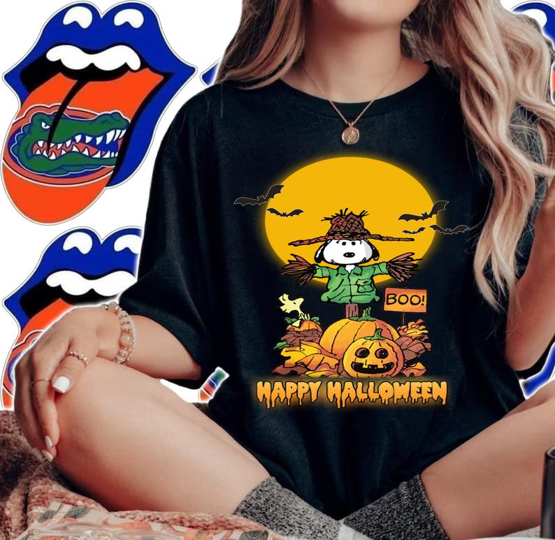 Awesome Peanuts Snoopy Happy Halloween t-shirt woman shirt
