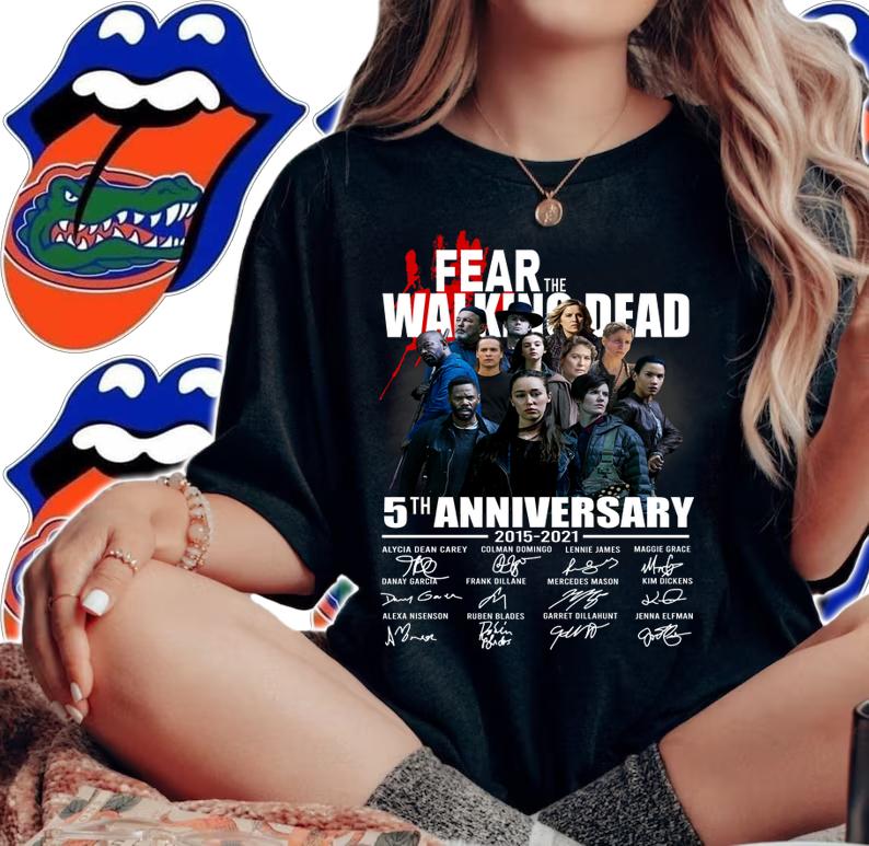 Fear The Walking Dead 5th Anniversary 2015-2021 Signatures t-shirt woman shirt