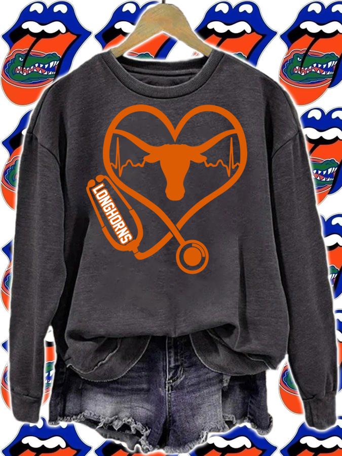 Love Texas Longhorns Stethoscope Heartbeat nurse t-shirt sweatshirt