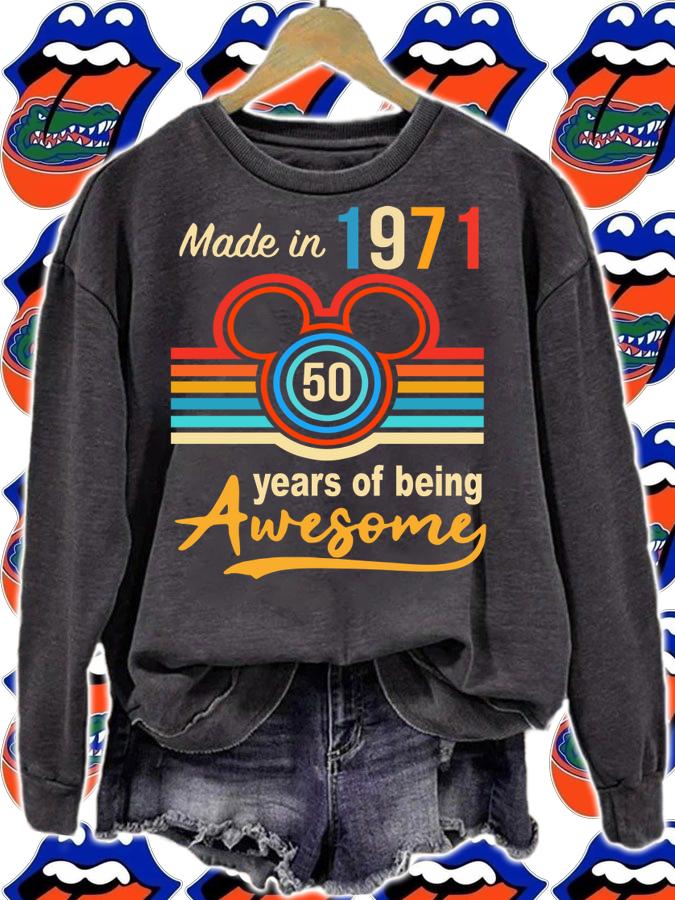 Disney made in 1971 50 years of being awesome vintage t-shirt sweatshirt