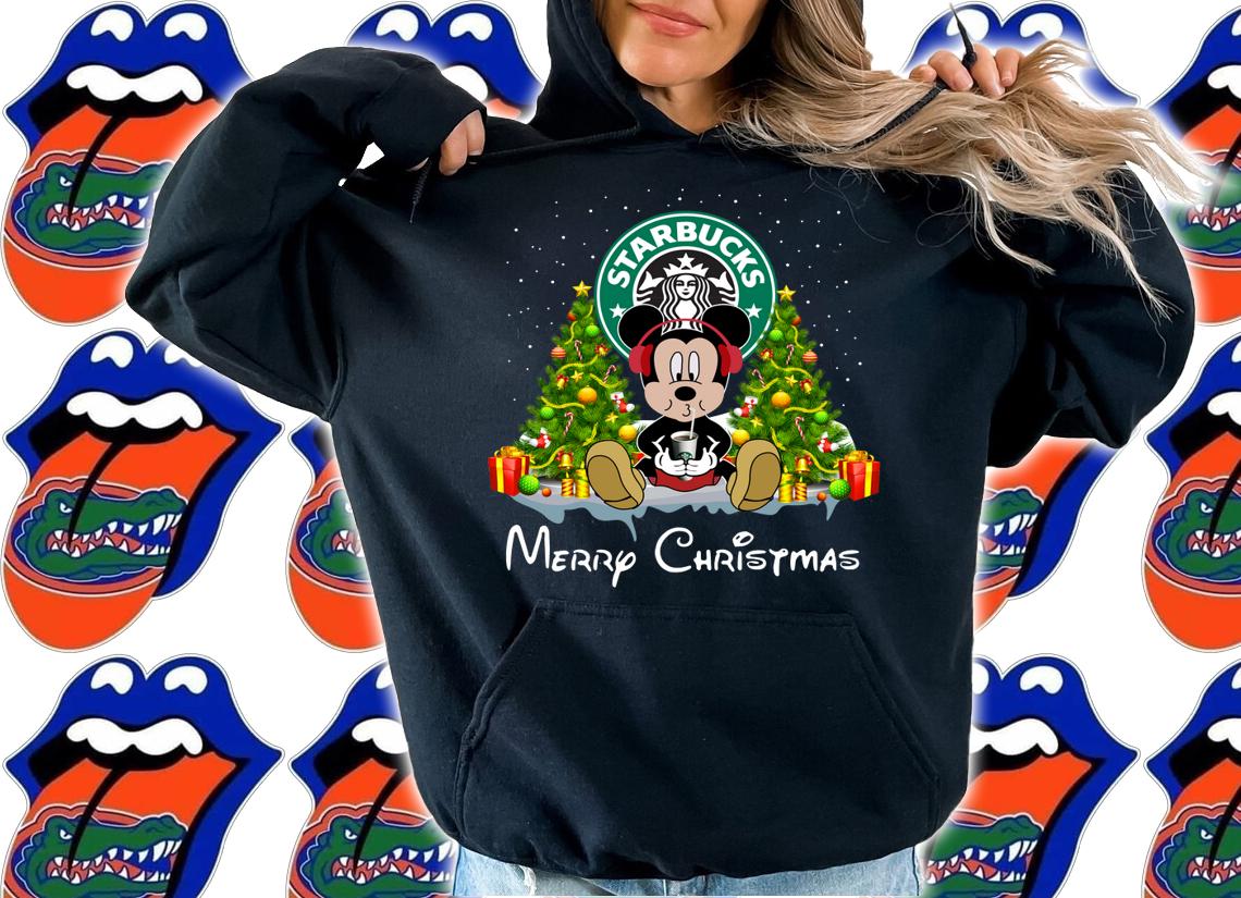 Mickey Mouse drink Starbucks Merry Christmas t-shirt hoodie