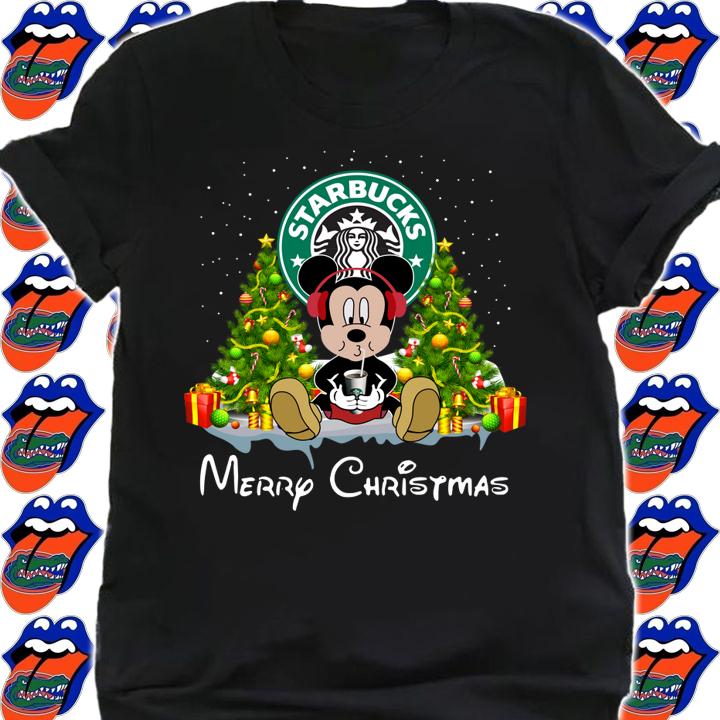 Mickey Mouse drink Starbucks Merry Christmas t-shirt shirt