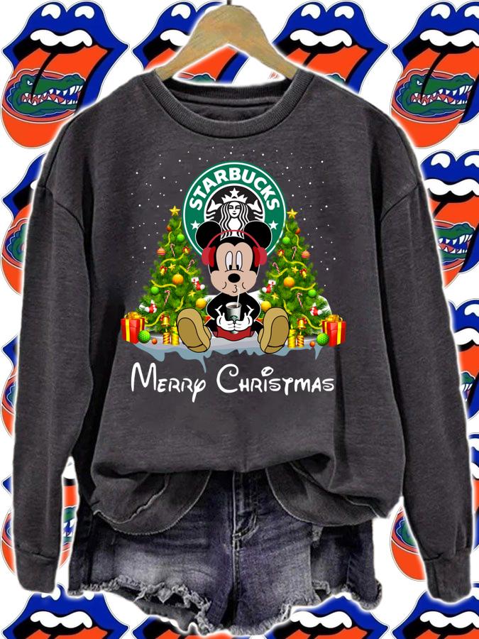 Mickey Mouse drink Starbucks Merry Christmas t-shirt sweatshirt