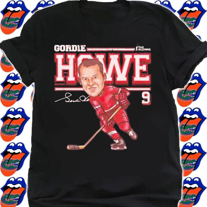 Detroit Red Wings Gordie Howe cartoon signature t-shirt shirt