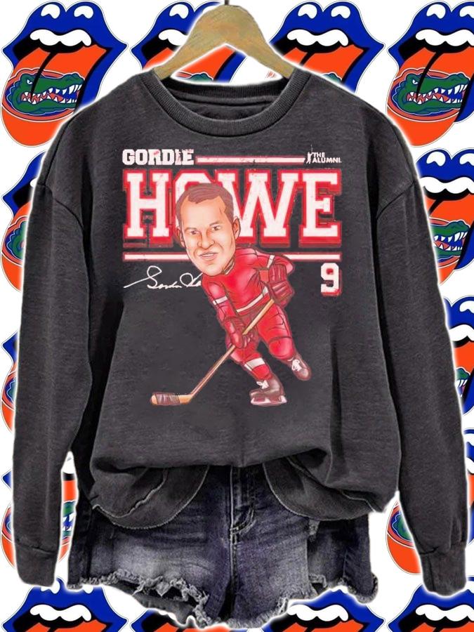 Detroit Red Wings Gordie Howe cartoon signature t-shirt sweatshirt
