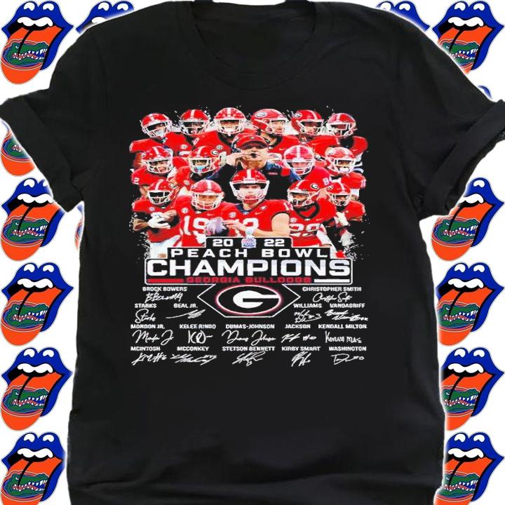 2022 Peach Bowl Champions Georgia Bulldogs signatures shirt t-shirt shirt