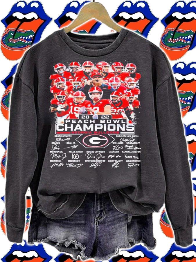 2022 Peach Bowl Champions Georgia Bulldogs signatures shirt t-shirt sweatshirt