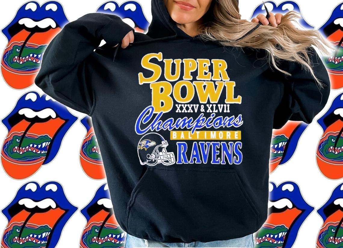 Baltimore Ravens Super Bowl XXXV and XLVII Champions shirt t-shirt hoodie
