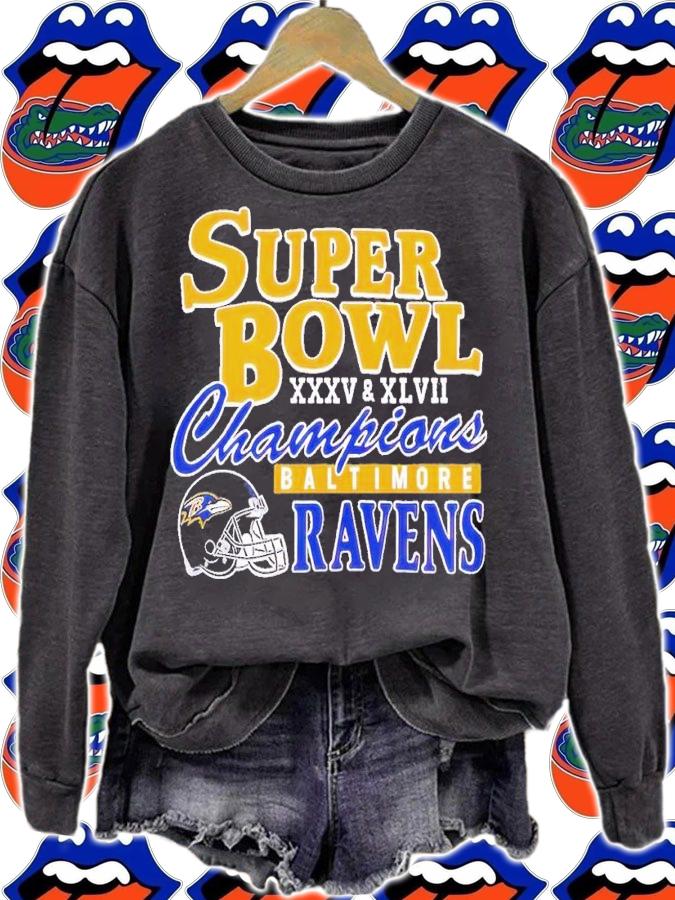 Baltimore Ravens Super Bowl XXXV and XLVII Champions shirt t-shirt sweatshirt