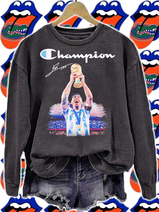 Champion Lionel Messi World Cup signature shirt t-shirt sweatshirt