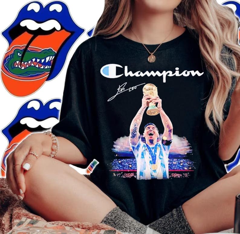Champion Lionel Messi World Cup signature shirt t-shirt woman shirt