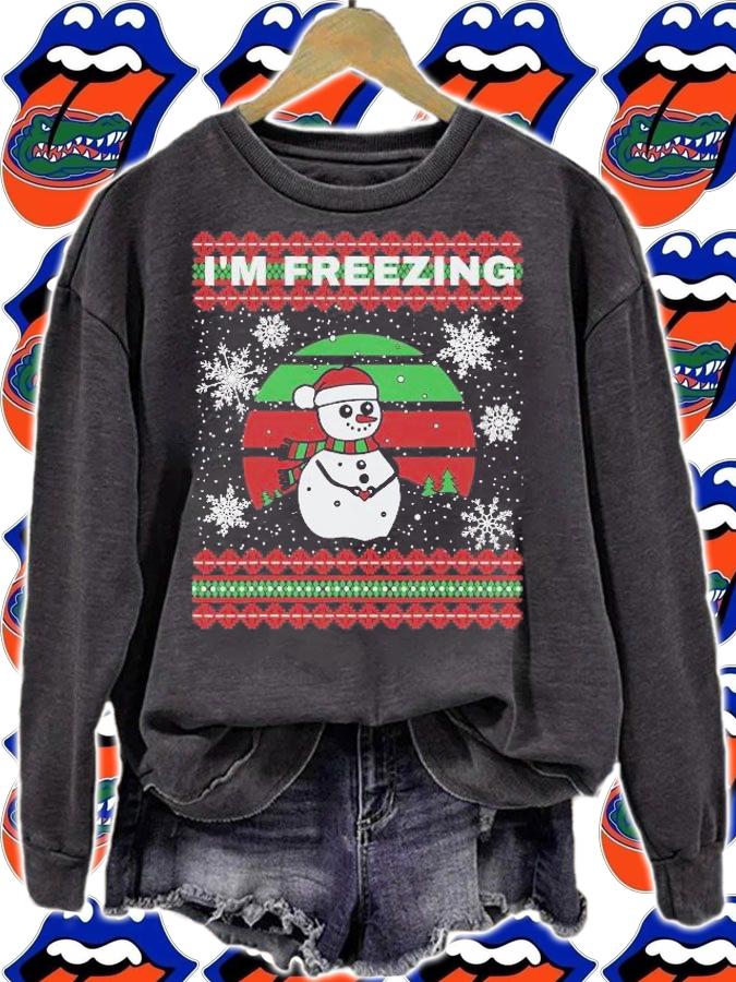 Im Freezing Funny Snowman Ugly Sweater Christmas T-shirt t-shirt sweatshirt