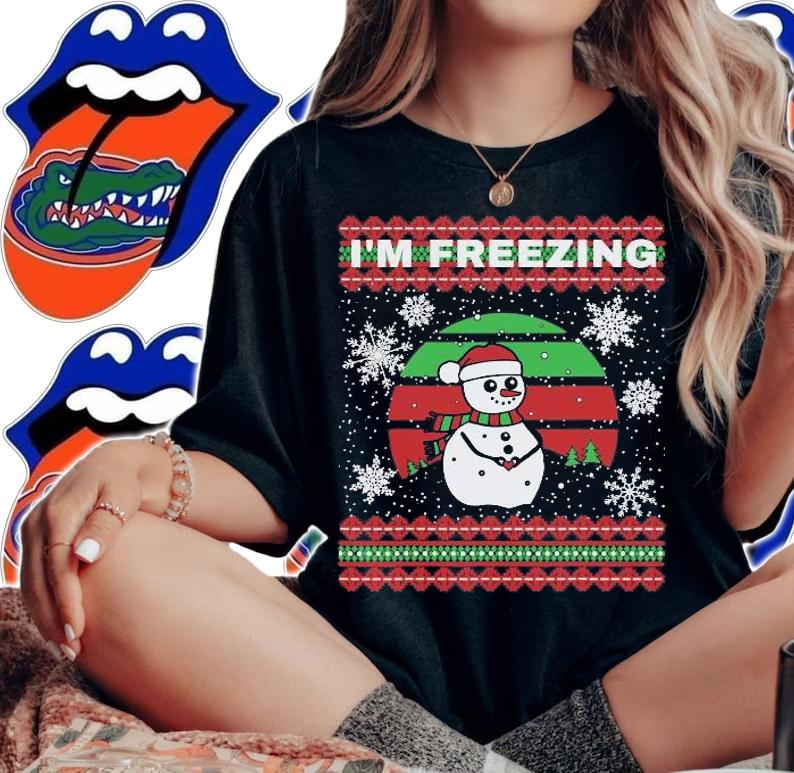 Im Freezing Funny Snowman Ugly Sweater Christmas T-shirt t-shirt woman shirt