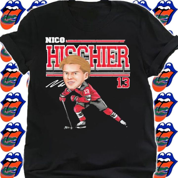 Nico Hischier New Jersey Devils Cartoon signature shirt t-shirt shirt