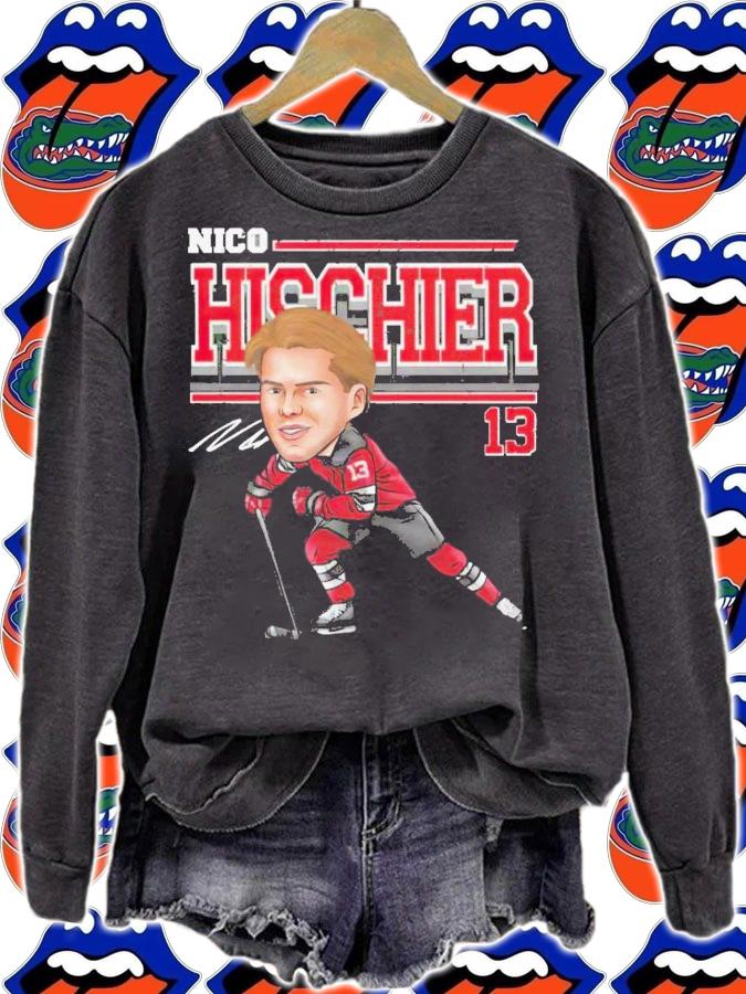 Nico Hischier New Jersey Devils Cartoon signature shirt t-shirt sweatshirt
