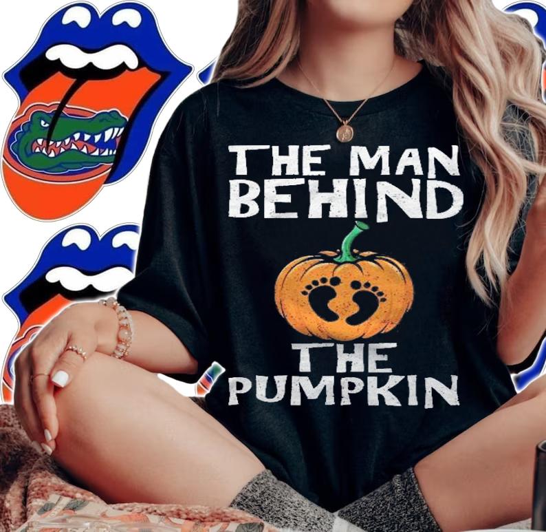 Mens Halloween Pregnancy Dad The Man Behind The Pumpkin Shirt t-shirt