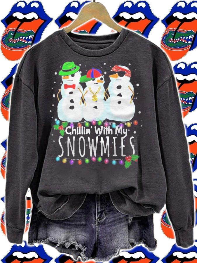 Chillin With My Snowmies Funny Snowman Gift Christmas Shirt t-shirt