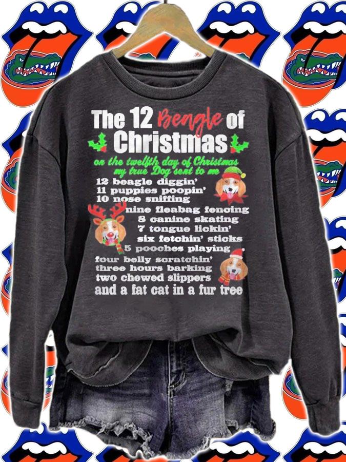 Funny 12 Days Of Christmas Beagle Dog Shirt