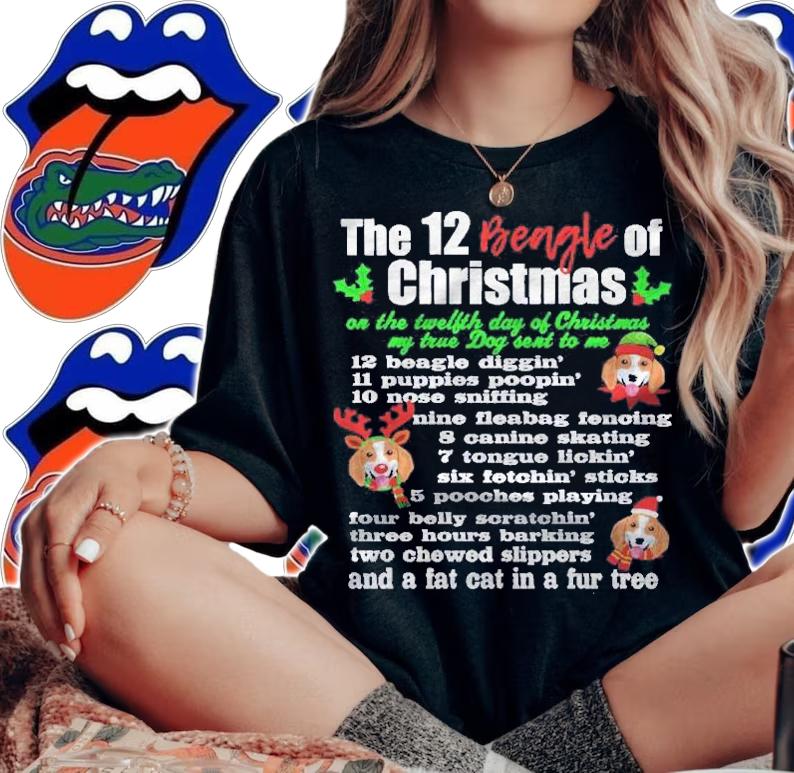 Funny 12 Days Of Christmas Beagle Dog Shirt