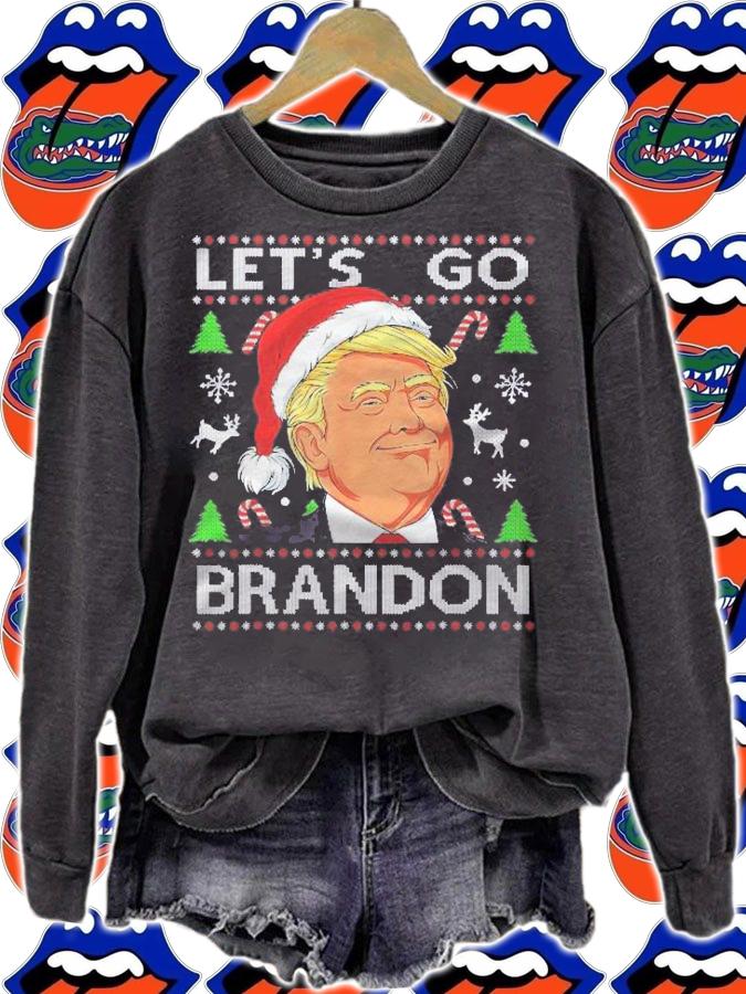 Funny Lets Go Brandon Trump Ugly Christmas Sweater Shirt
