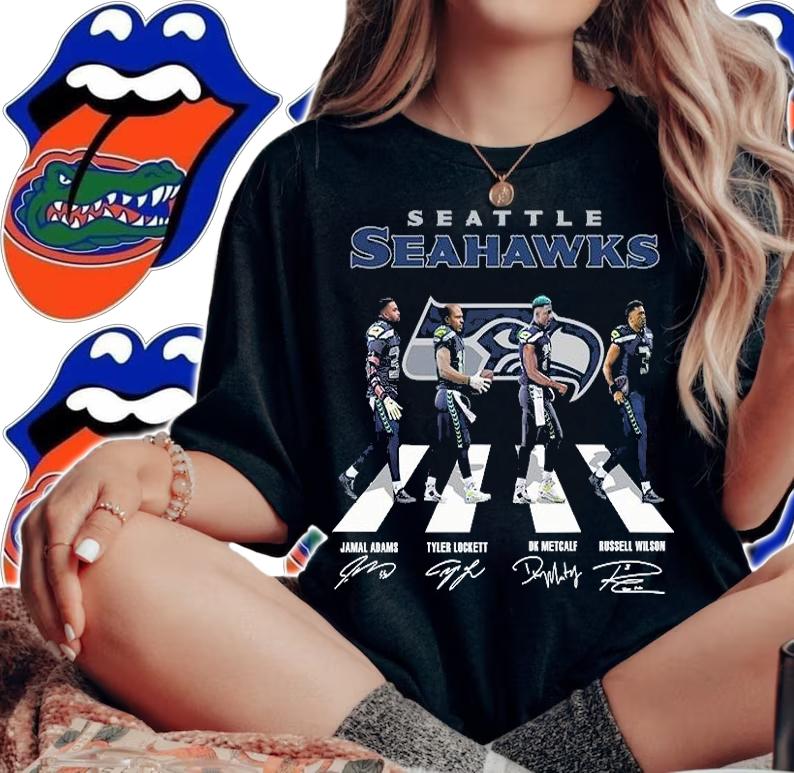 Best seattle Seahawks Football Team Abbey Road Signatures Shirt woman shirt