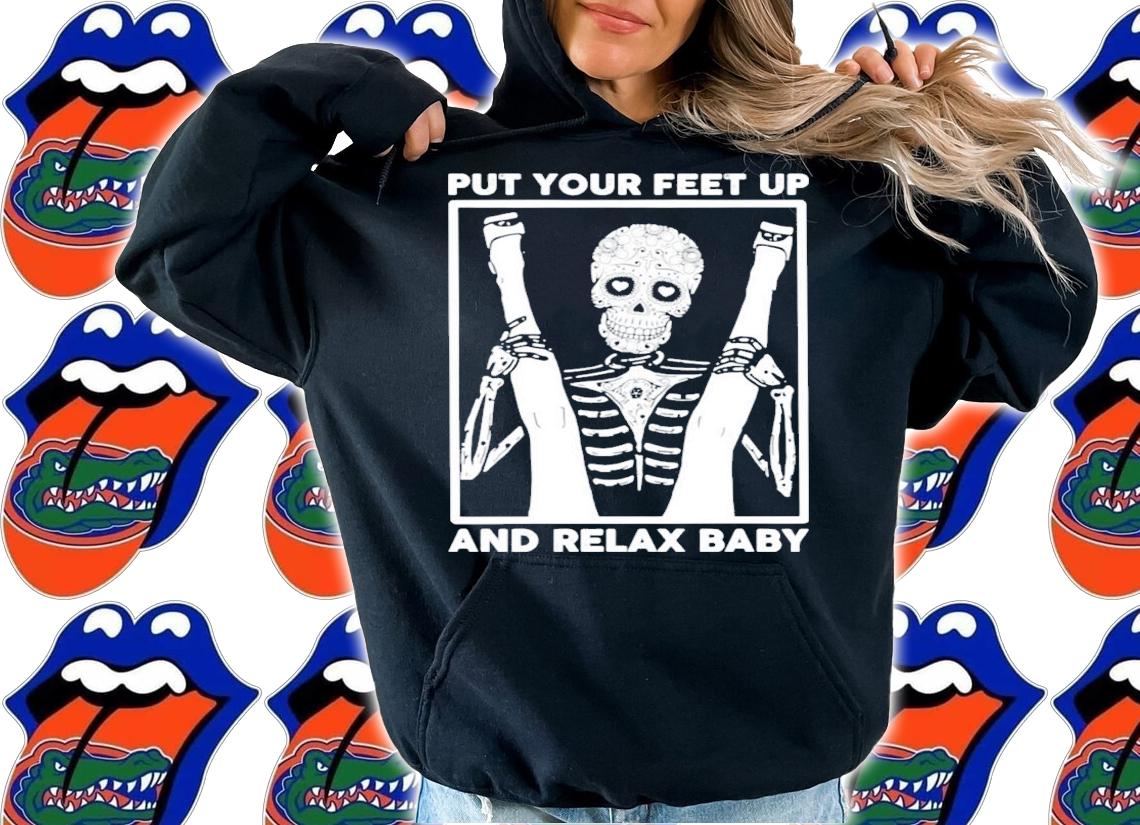 Skeleton put your feet up and relax baby shirt hoodie