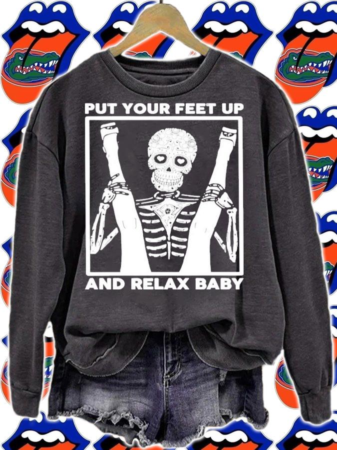 Skeleton put your feet up and relax baby shirt sweatshirt