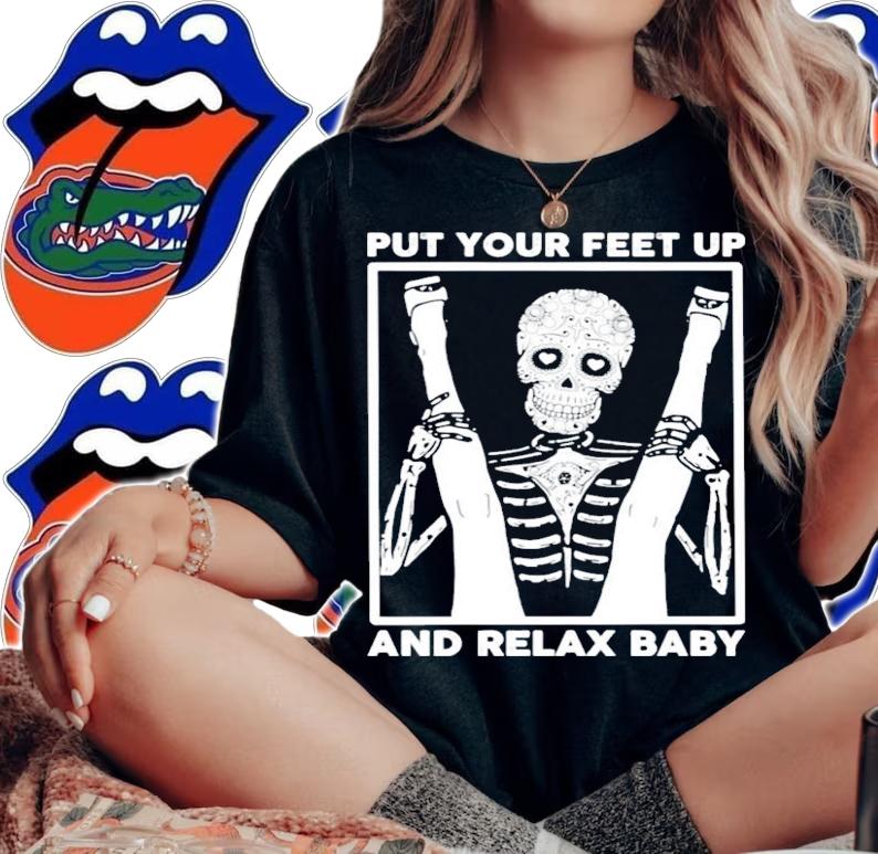 Skeleton put your feet up and relax baby shirt woman shirt