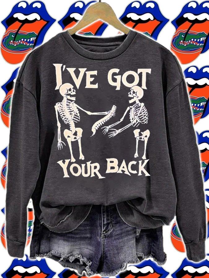 Skeleton Skull I've got your back Halloween T-shirt sweatshirt