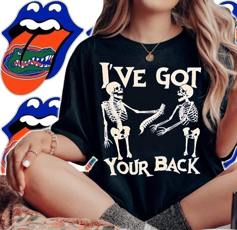 Skeleton Skull I've got your back Halloween T-shirt woman shirt