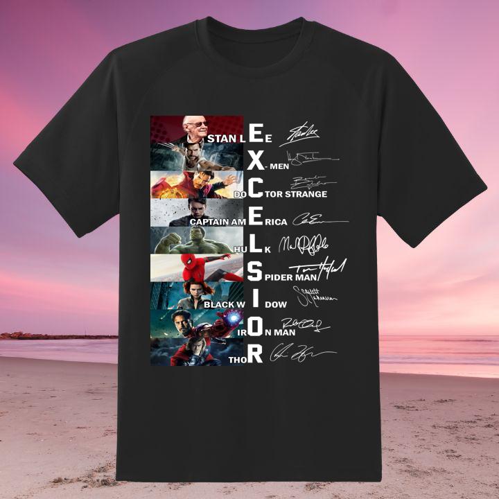 Excelsior Stan Lee Marvel Characters Signatures T-Shirt