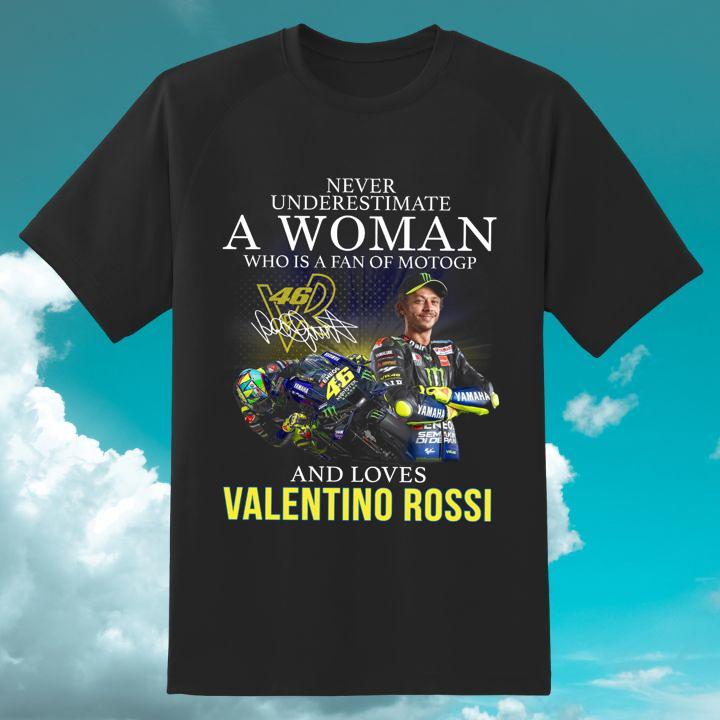 A Woman Who Is A Fan Of Motogp Valentino Rossi Autograph T-Shirt For Fan