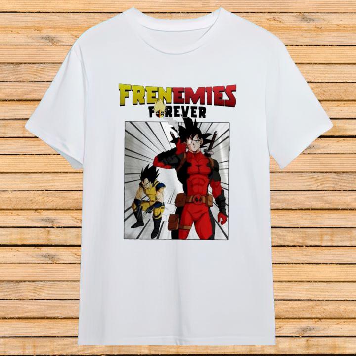 Personalized Frenemies Forever Dragon Ball Son Goku Vegeta Marvel Deadpool And Wolverine T-Shirt