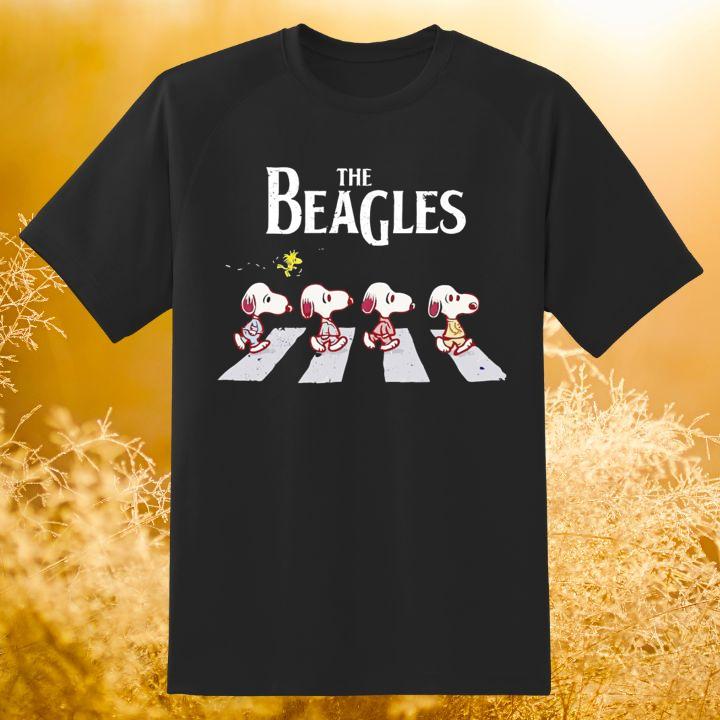 The Beagles Snoopy And Woodstock Abbey Road Peanuts T-Shirt