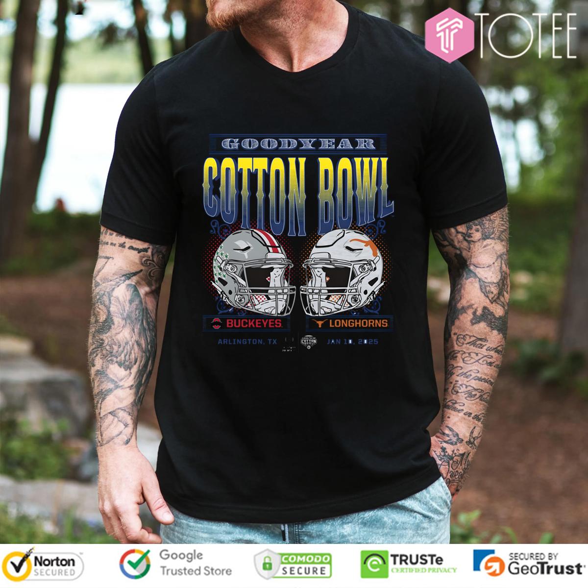 2025 Cfp Goodyear Cotton Bowl Ohio State Vs. Texas Head To Head Shirt