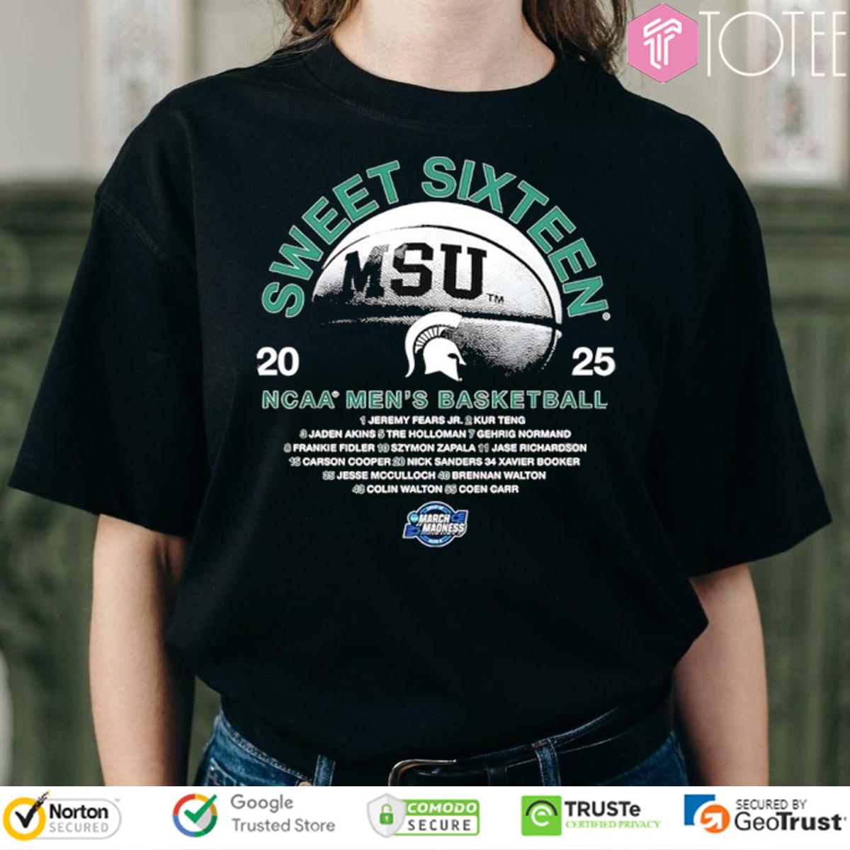Michigan State Spartans Sweet Sixteen 2025 NCAA Men's Basketball Championship Shirt