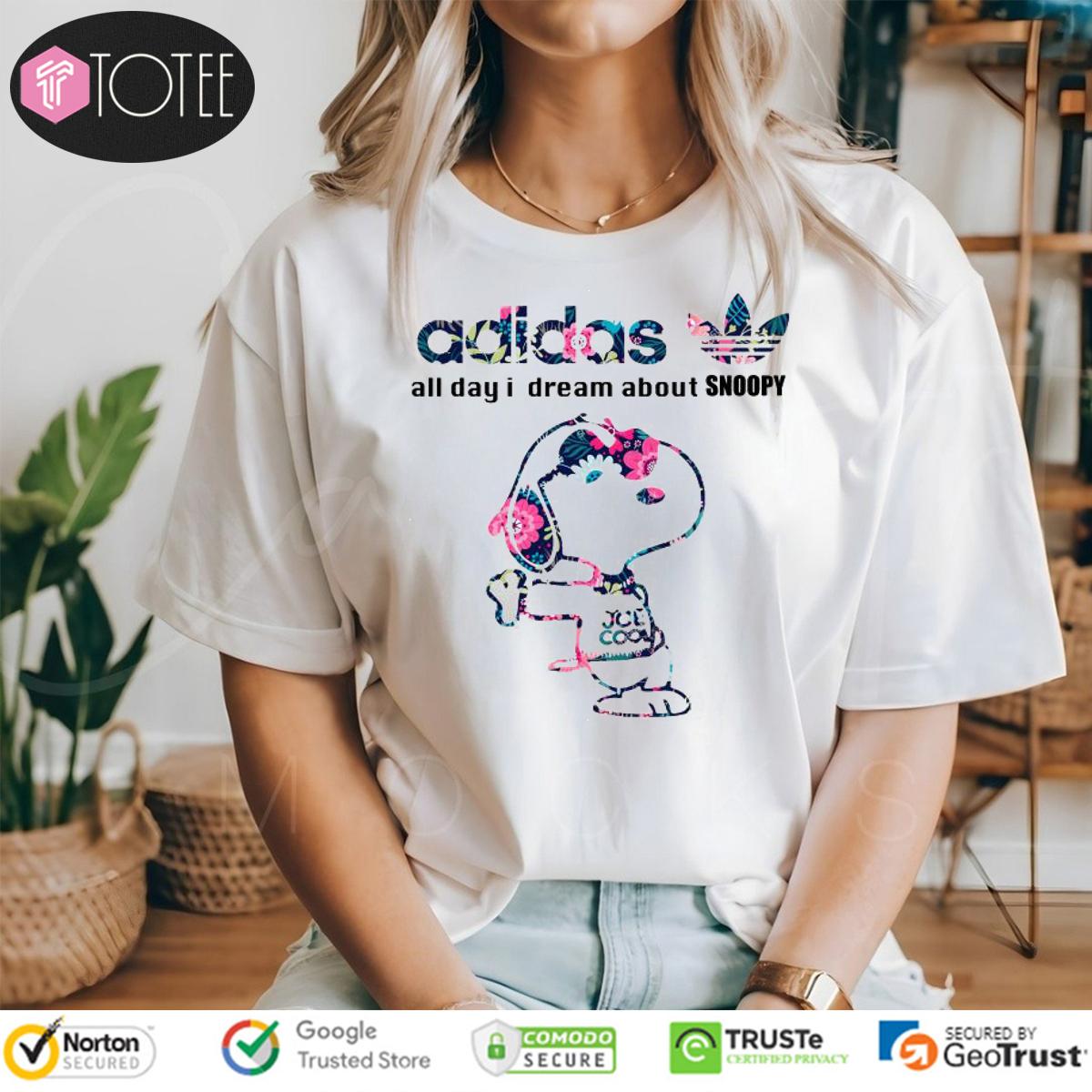 All Day I Dream About Snoopy Parody Adidas Logo T-Shirt
