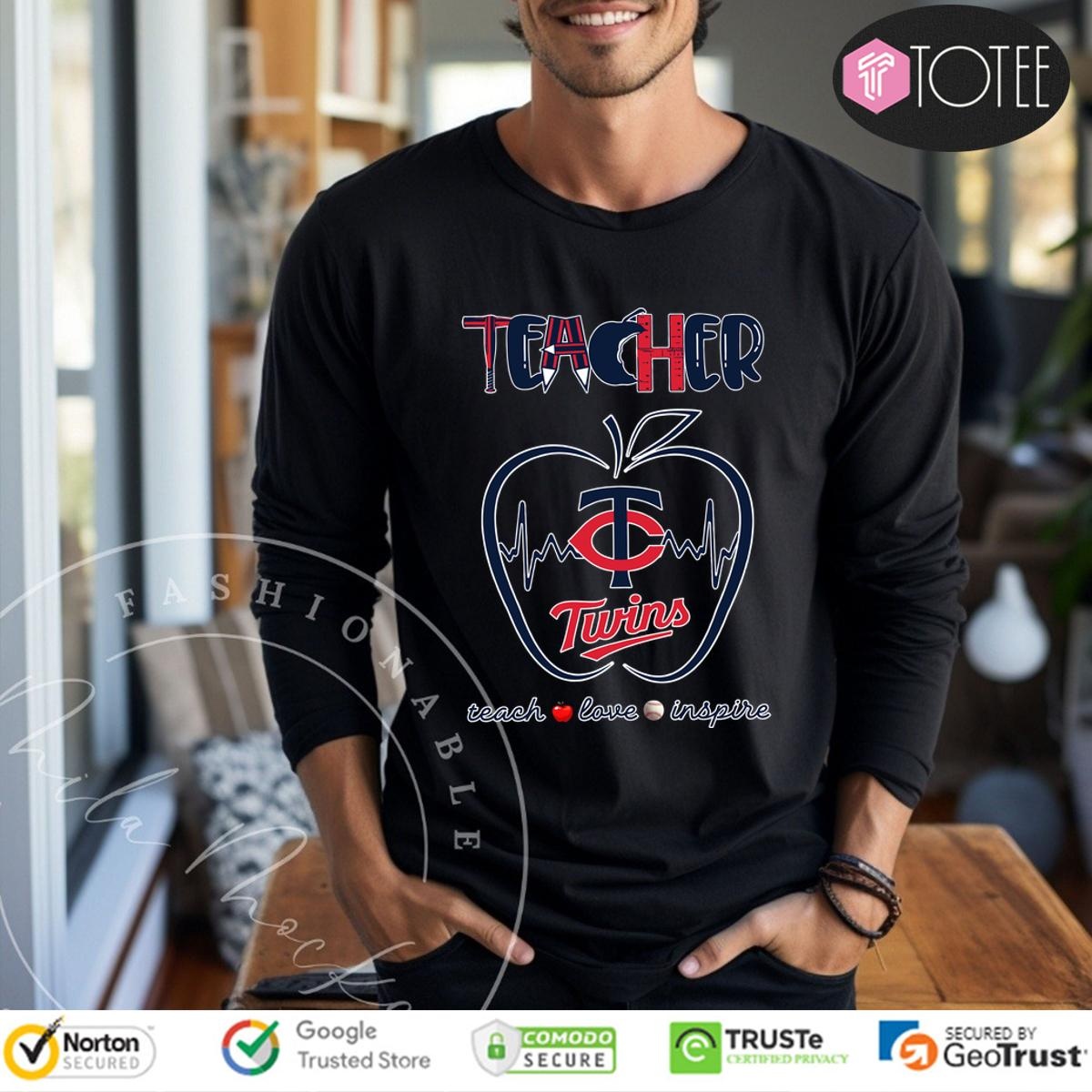 Minnesota Twins Teachers Pride Heart Teacher Appreciation Week Long Sleeve