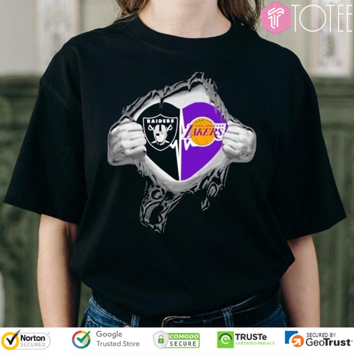 Blood Inside Me Las Vegas Raiders Los Angeles Lakers Heartbeat T-shirt