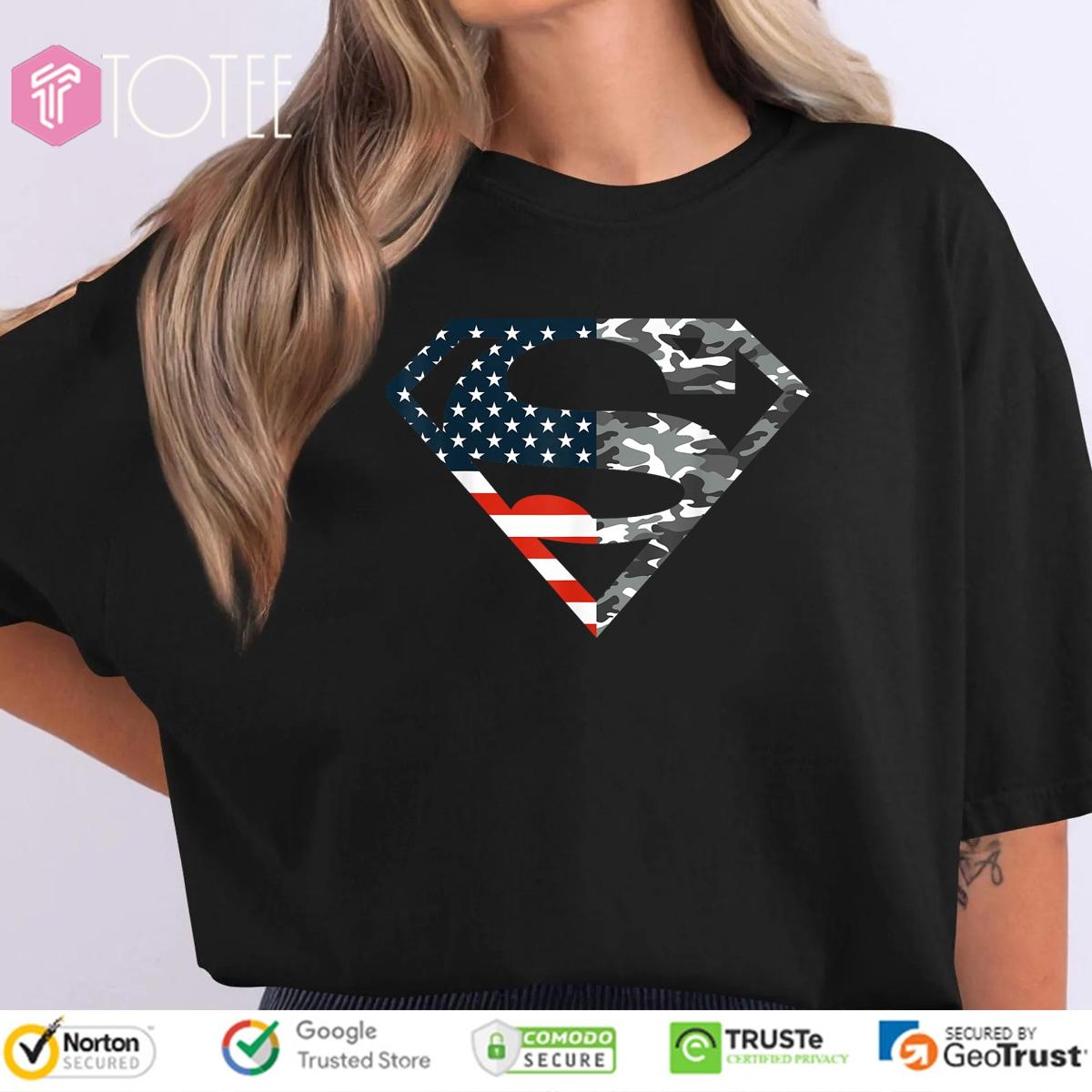 Superman Camo Logo American Flag 4Th Of July T-shirt