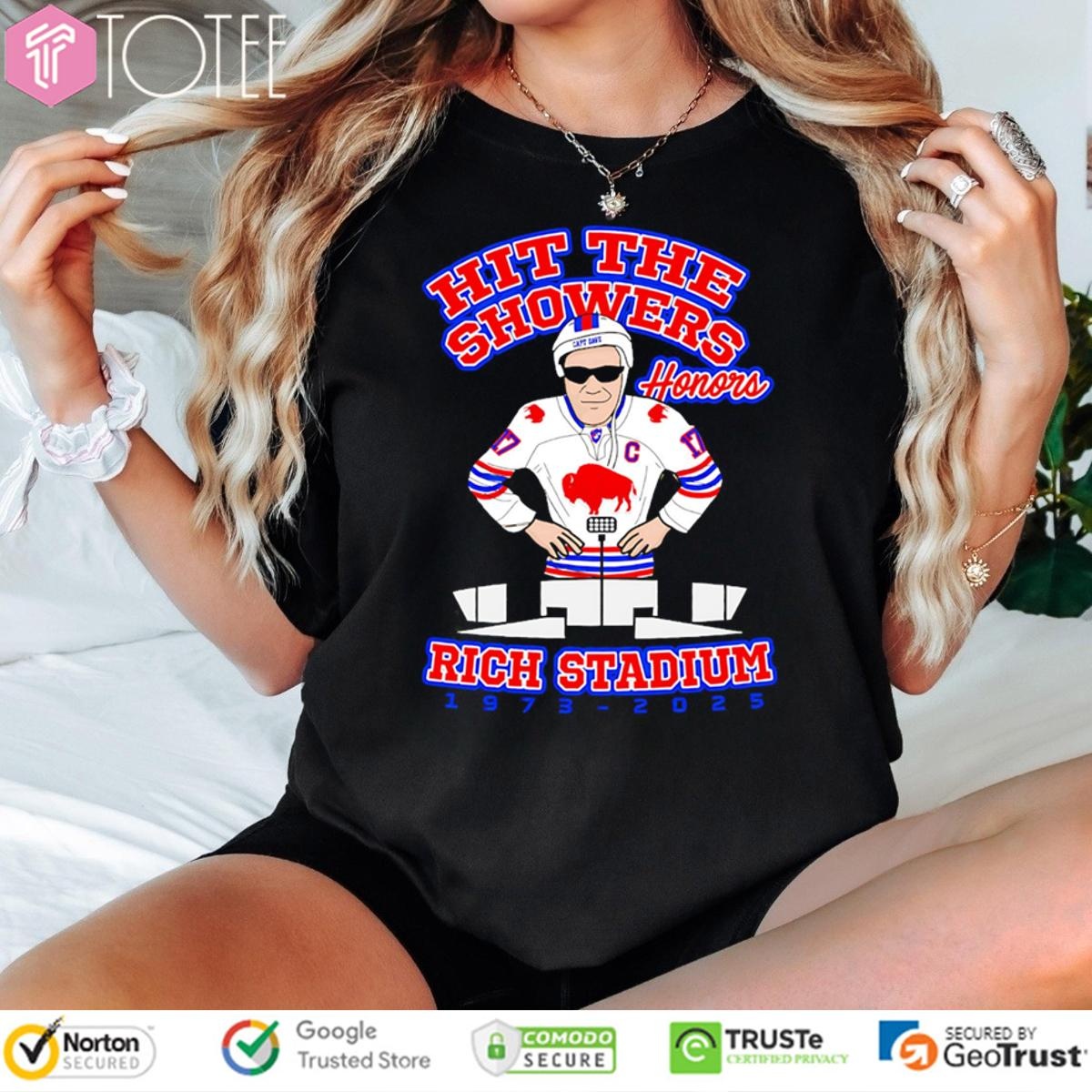 Buffalo Bills Hit The Showers Honors Rich Stadium 1973-2025 T-shirt