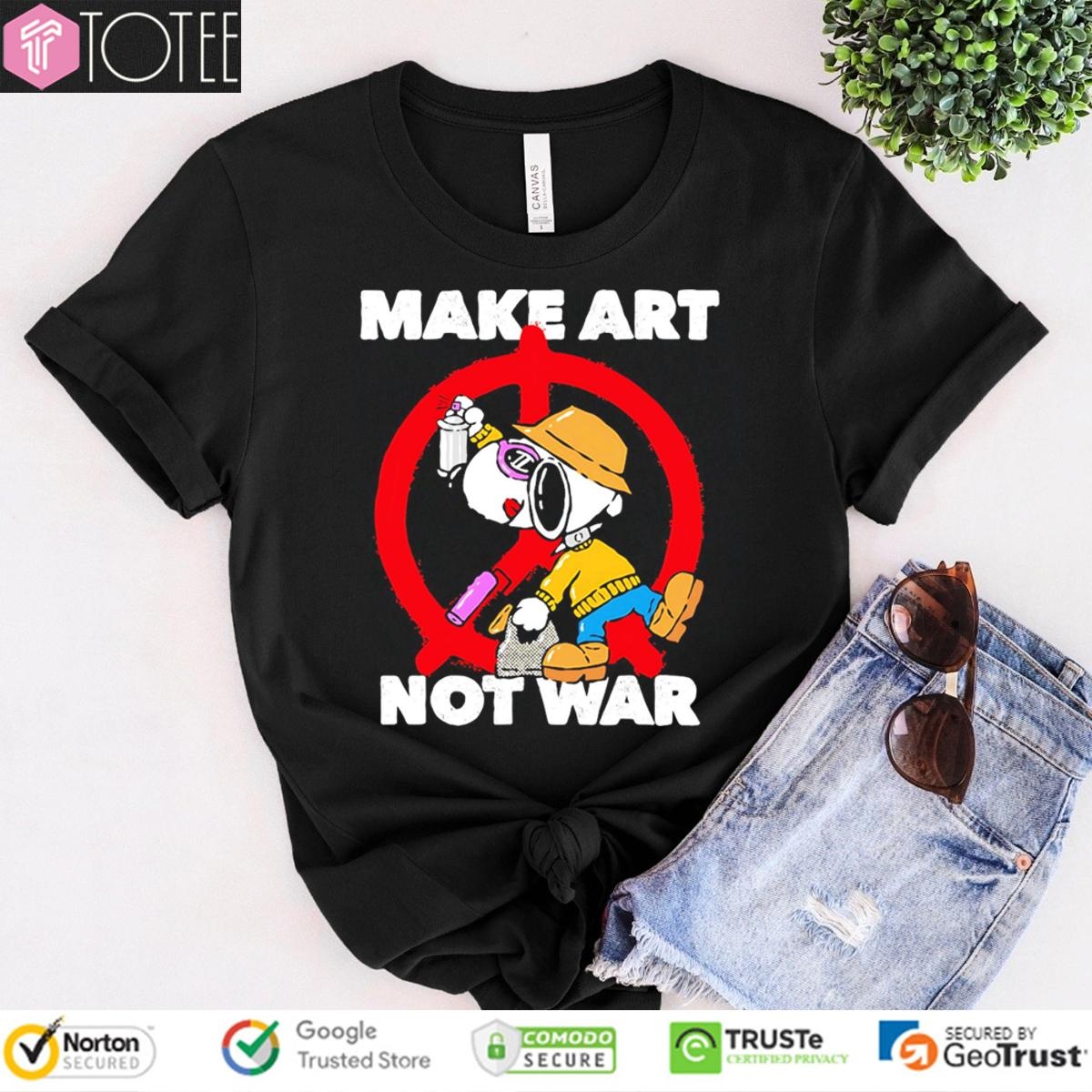 Snoopy Make Art Not War Peace Sign T-shirt