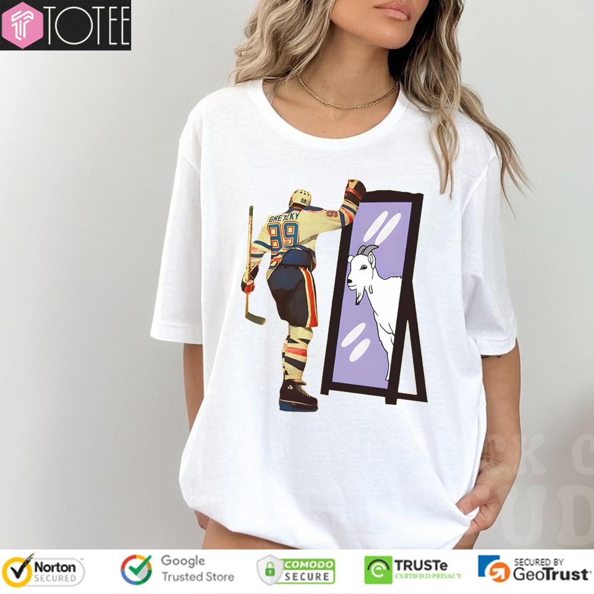 Wayne Gretzky Goat Mirror Edmonton Oilers T-shirt