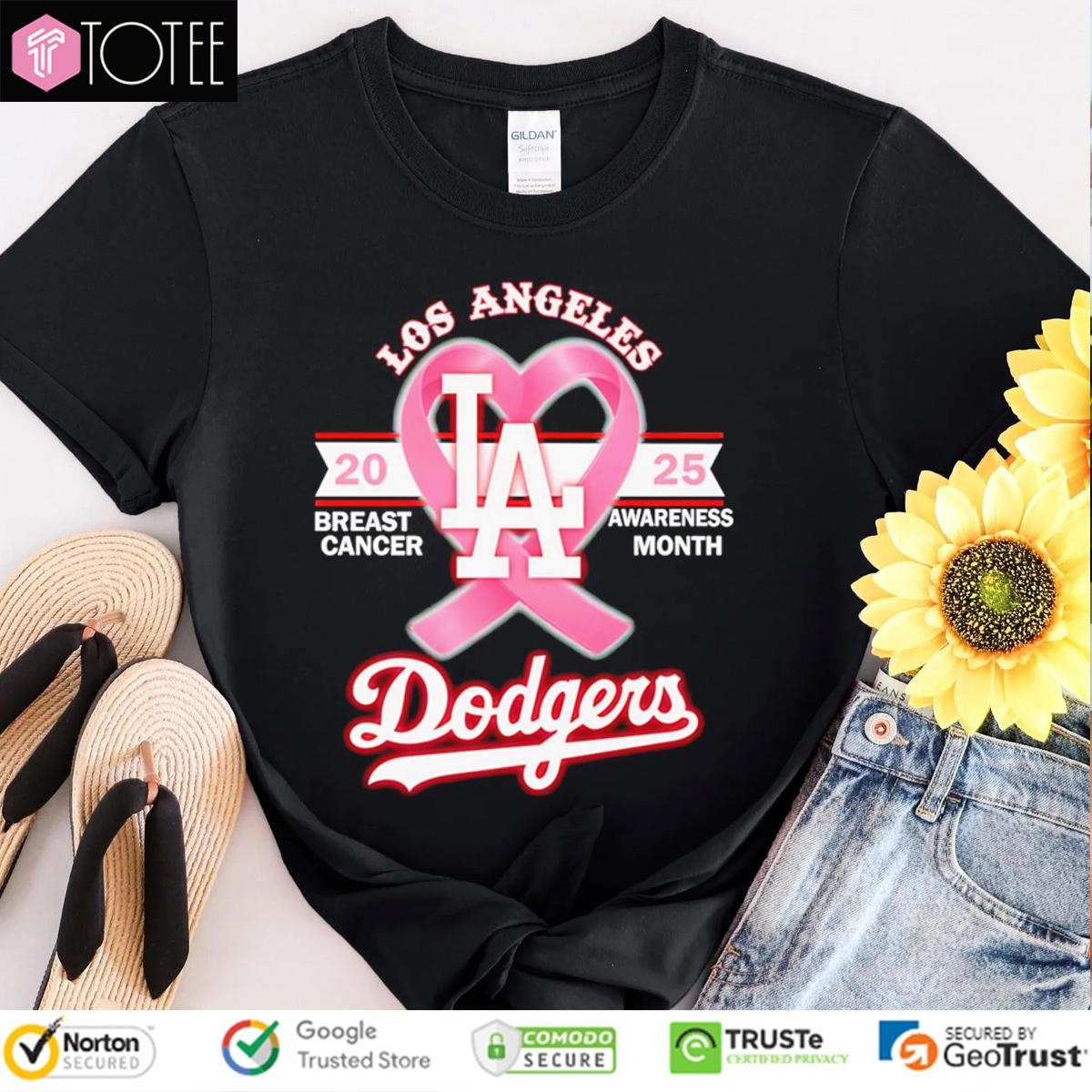 2025 Breast Cancer Awareness Month Los Angeles Dodgers Baseball T-shirt