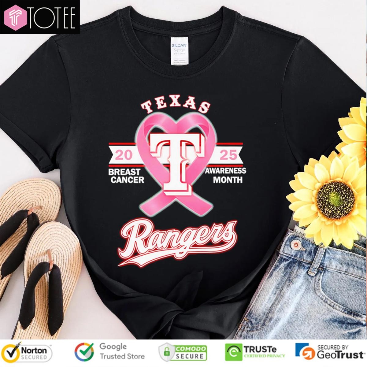 2025 Breast Cancer Awareness Month Texas Rangers Baseball T-shirt
